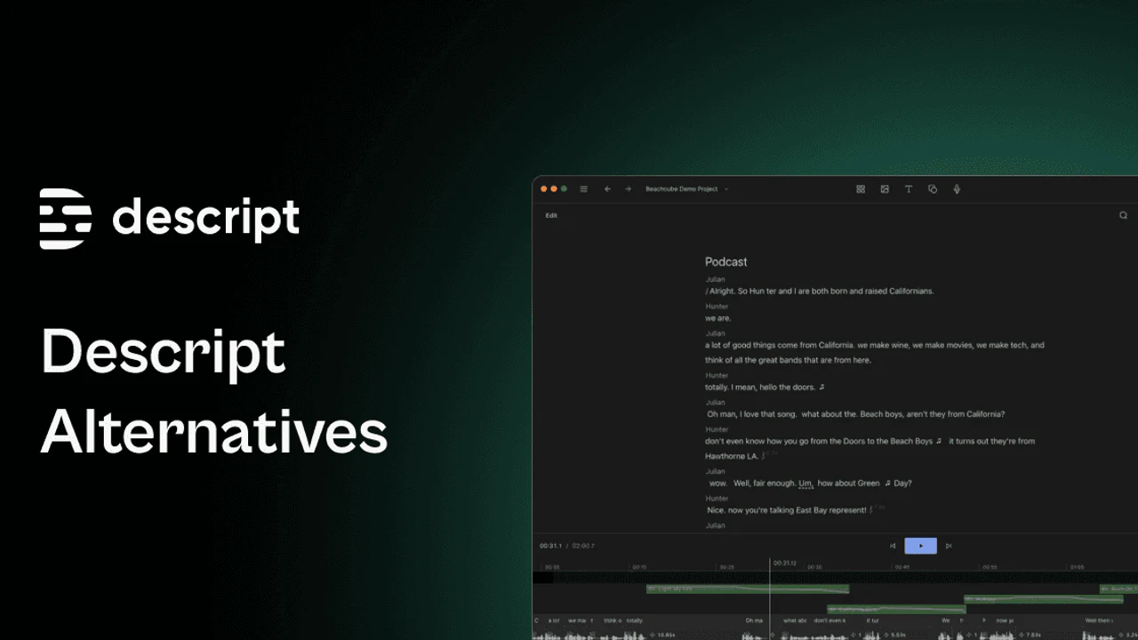 Best Descript Alternatives โ Eddie AI blog cover
