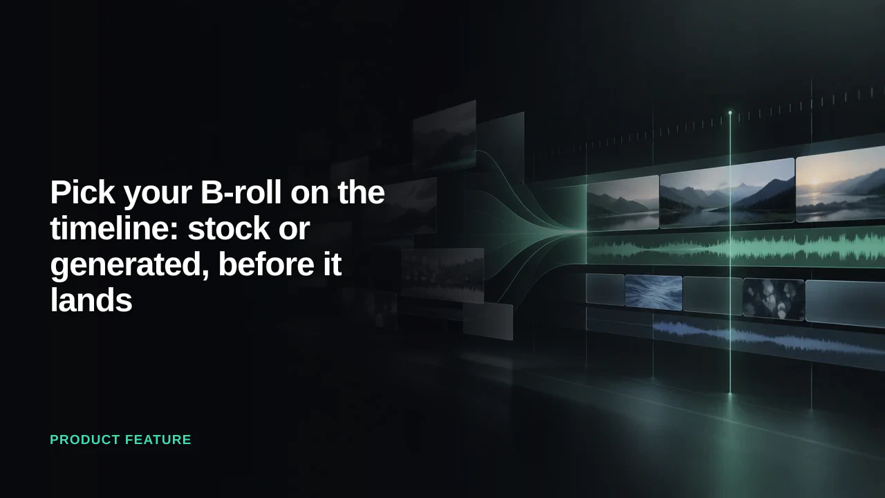Pick your B-roll on the timeline: stock or generated, before it lands โ Eddie AI blog cover