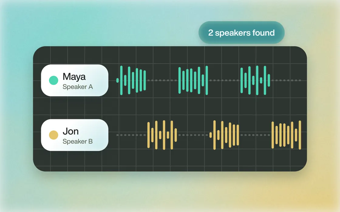 Two speakers found, Maya and Jon, each with their own waveform