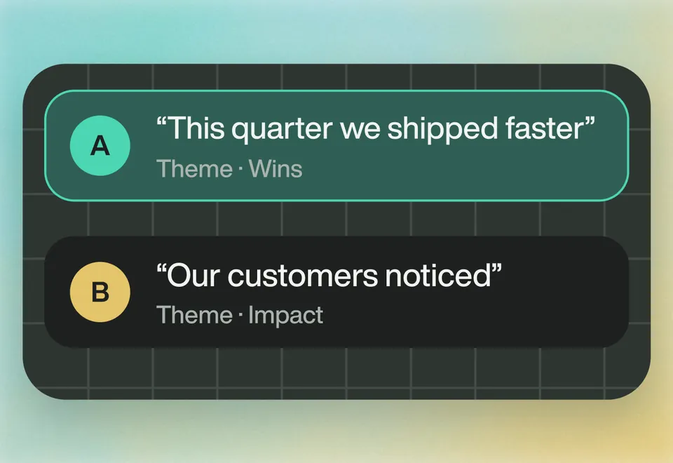 Soundbites grouped by theme: Wins, Impact