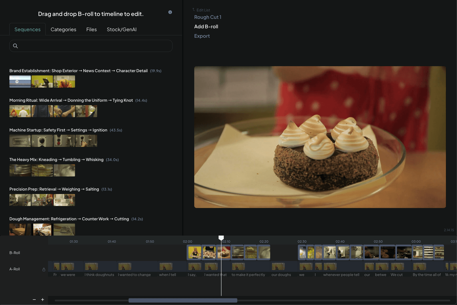 Eddie AI B-roll logging interface