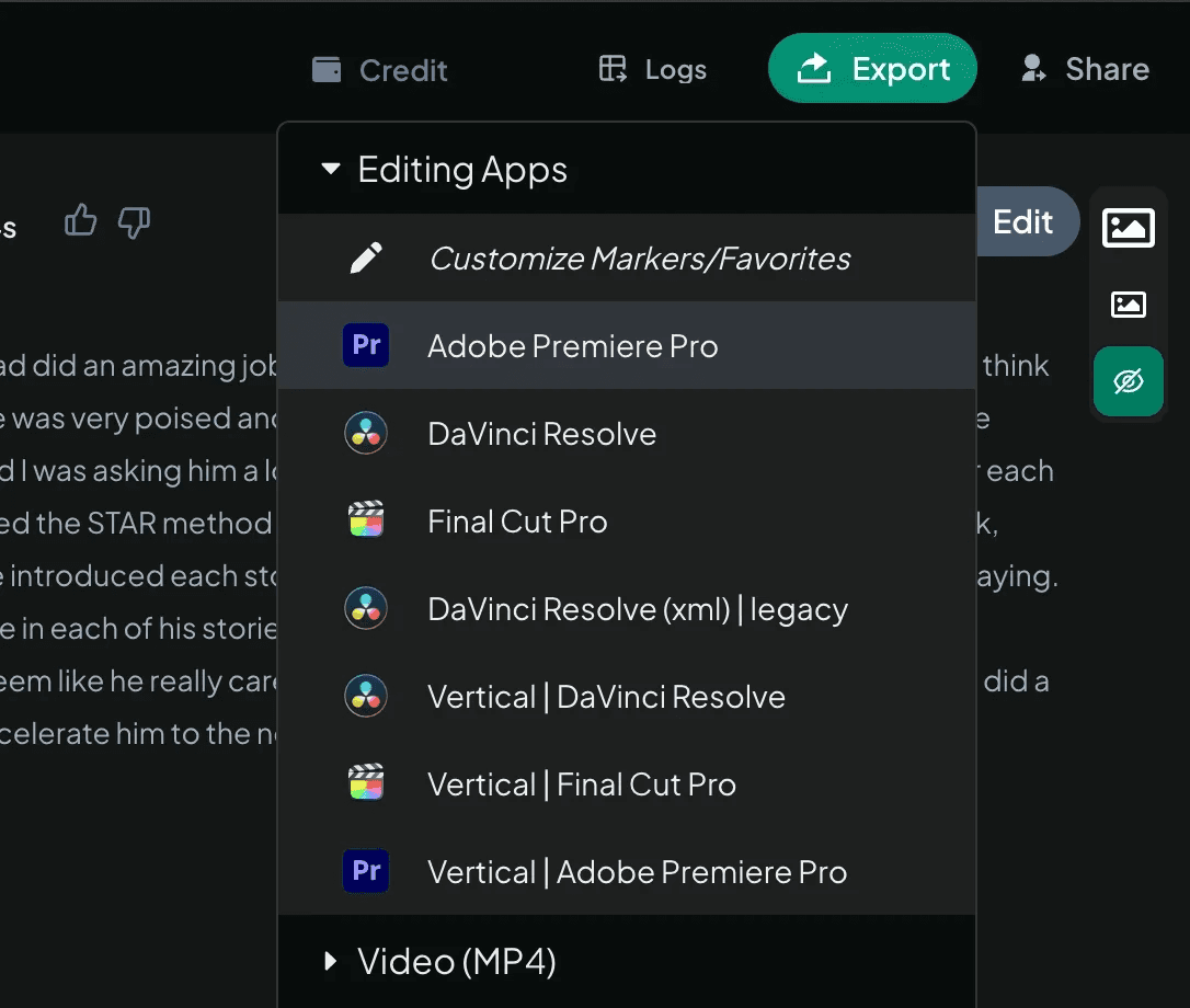 Eddie AI exporting a sequence to Adobe Premiere Pro