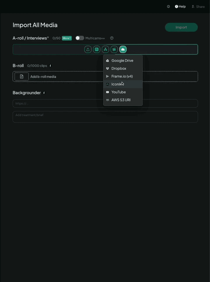 Import source media from Iconik
