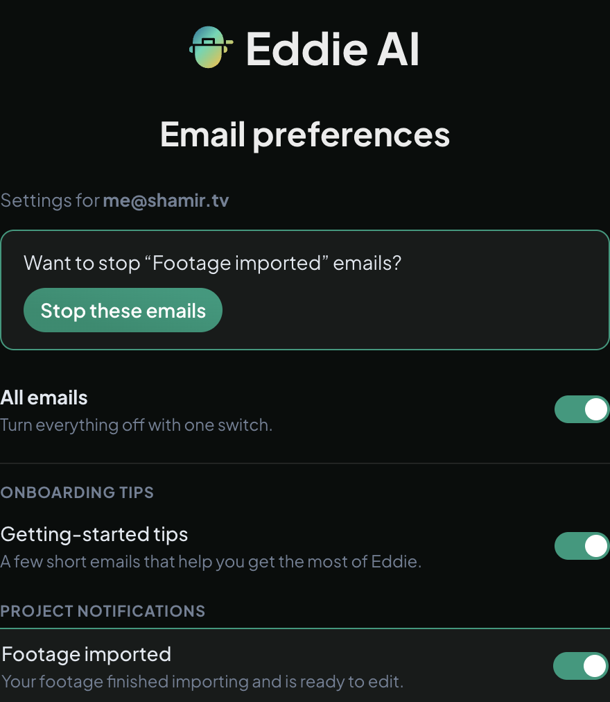 The unsubscribe landing page, opened from an email footer